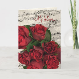 Cartão De Festividades Rosa vermelha Music Dia de os namorados