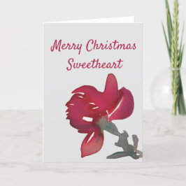 Cartão De Festividades Rosa vermelha pintada clássica Natal romântico