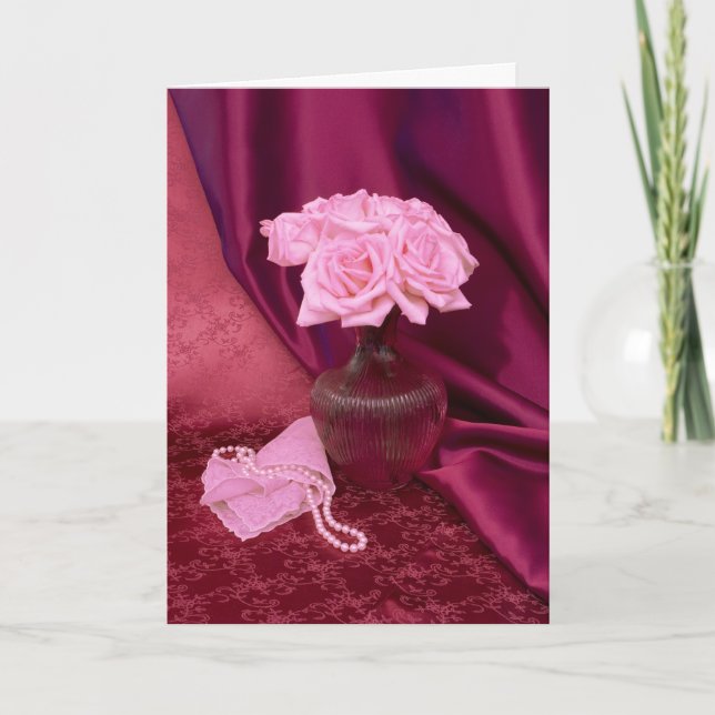 Cartão De Festividades Rosado aumentou I (Frente)