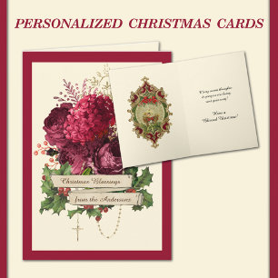 Cartão De Festividades Rosário Católico Rosas Jesus Menino Religioso