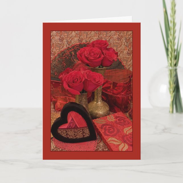 Cartão De Festividades Rosas com fronteiras II (Frente)