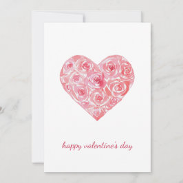 Cartão De Festividades Rosas de Aquarela Pintados à Mão Dia de os namorad