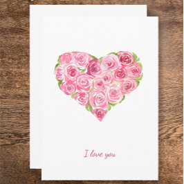 Cartão De Festividades Rosas de aquarela pintados à mão Dia de os namorad