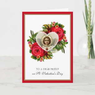 Cartão De Festividades Rosas de Escritura de Dia de os namorados de Padre