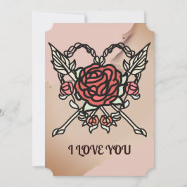 Cartão De Festividades Rosas e setas de amor minimalistas