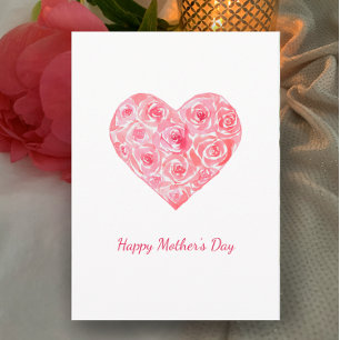 Cartão De Festividades Rosas em Aquarela Personalizadas do Dia das Mães