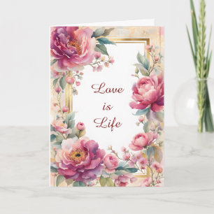 Cartão De Festividades Rosas rosa e Mauve Dourado Namorados de Quadros