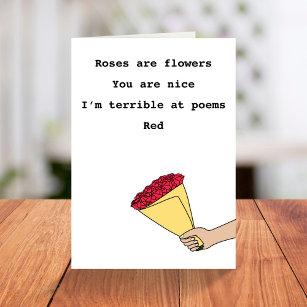 Cartão De Festividades Rosas são o dia do Namorados do poema engraçado ve