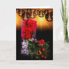 Cartão De Festividades rosas vermelhas 859-C com pinos e ornamentos