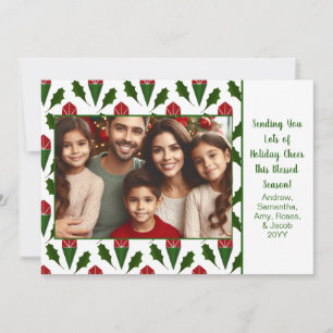 Cartão De Festividades Rosas vermelhas de fotos de Natal personalizadas e