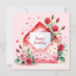 Cartão De Festividades Rosas vermelhas & Feliz aniversário.
