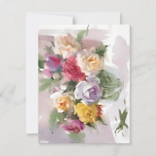 Cartão De Festividades Rose Bouquet Em Aquarelas