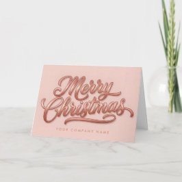 Cartão De Festividades Rose Gold Retro Script Feliz Natal