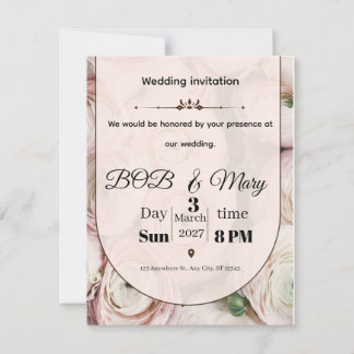 Cartão De Festividades Rose Ranniculus Wedding Invitation for you 