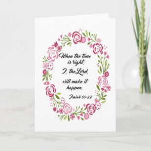 Cartão De Festividades Roses Wreath Floral Scripture Isaiah 60:22