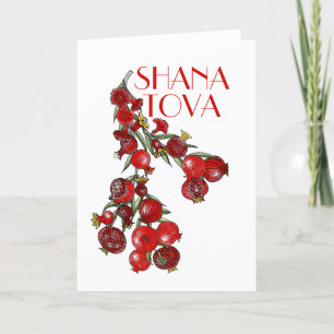 Cartão De Festividades Rosh Hashana Romãs 