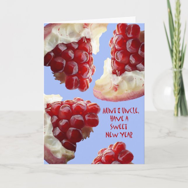 Cartão De Festividades Rosh Hashanah para Tia e Tio, Romã (Frente)