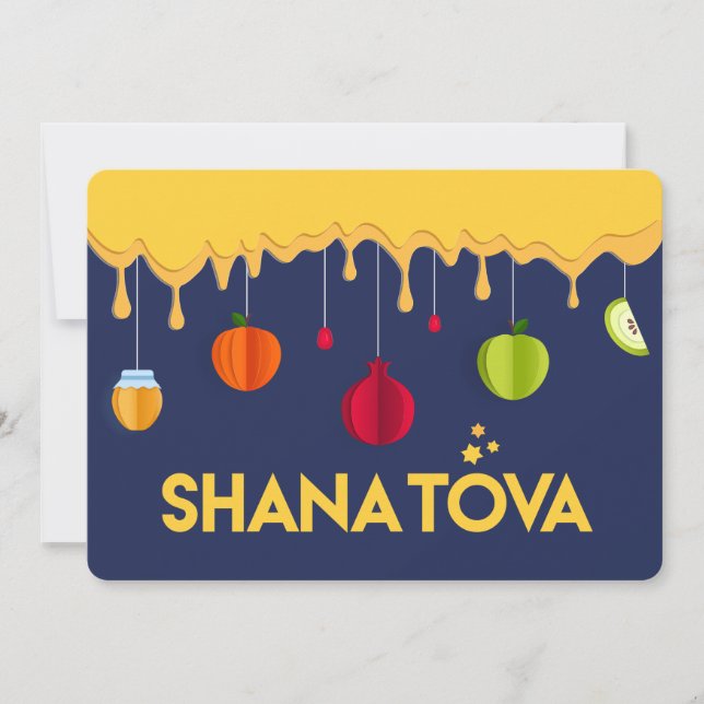Cartão De Festividades Rosh Hashanah SHANA TOVA Ano Novo Judaico (Frente)