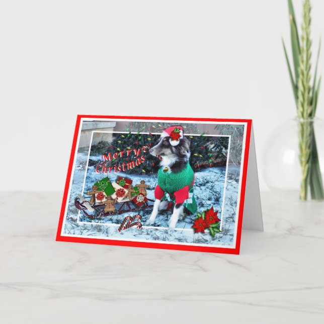 Cartão De Festividades Rosie com trenó-personaliza (Frente)