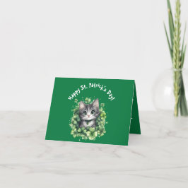 Cartão De Festividades Rosto de Gato Sortudo Dia de São Patrício Para Ama