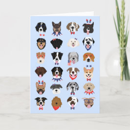 Cartão De Festividades Rostos De Cachorro Do Quarto De Julho