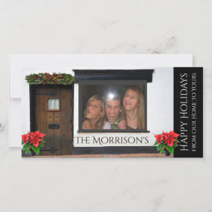 Cartão De Festividades Rostos Presos Contra Vidro Natal