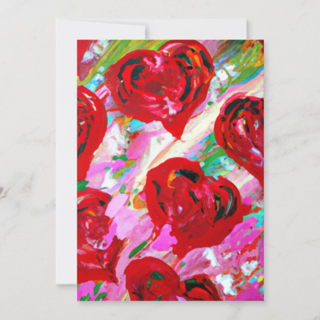 Cartão De Festividades Rosy Hearts (Frente)