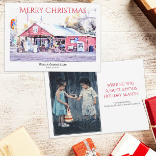 Cartão De Festividades Rota de Cores de Água da Placa de Natal Personaliz