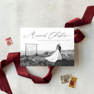 Cartão De Festividades Roteiro de Caligrafia de Natal Casado Recém-casado