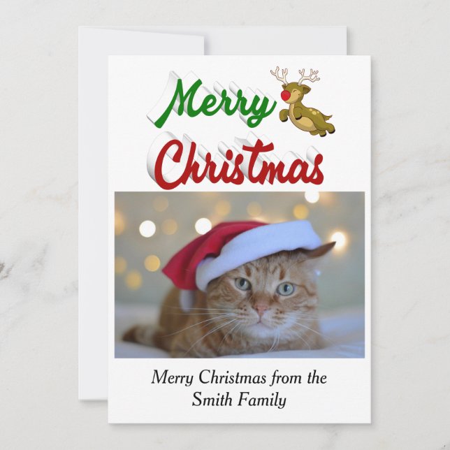 Cartão De Festividades Roteiro de Fotografia de Merry Christmas Flying Re (Frente)