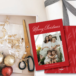 Cartão De Festividades Roteiro de Natal Simples e Elegante com uma Foto