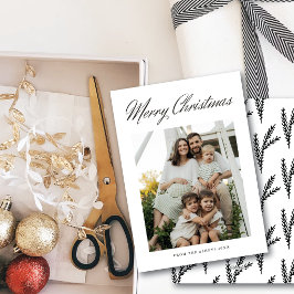 Cartão De Festividades Roteiro de Natal Simples e Elegante Uma Foto