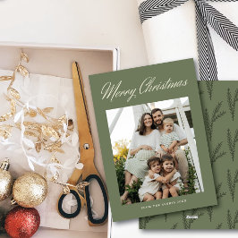 Cartão De Festividades Roteiro de Natal Simples Elegante Uma Foto