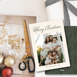Cartão De Festividades Roteiro de Natal Simples Elegante Uma Foto