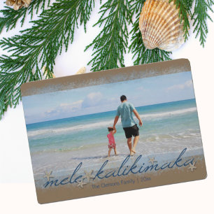 Cartão De Festividades Roteiro Mele Kalikimaka c/ Foto de Férias de Estre