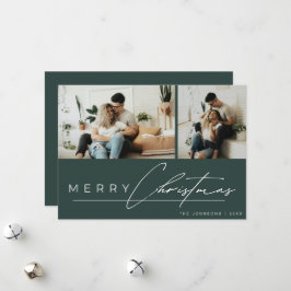 Cartão De Festividades Roteiro Moderno Mínimo Foto Natal Feliz