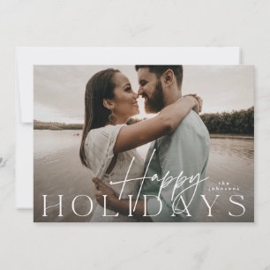 Cartão De Festividades Roteiro Moderno Natal Plano Elegante Foto Feliz