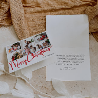 Cartão De Festividades Roteiro Vermelho Festivo Feliz Natal Dobrado 5 Fot