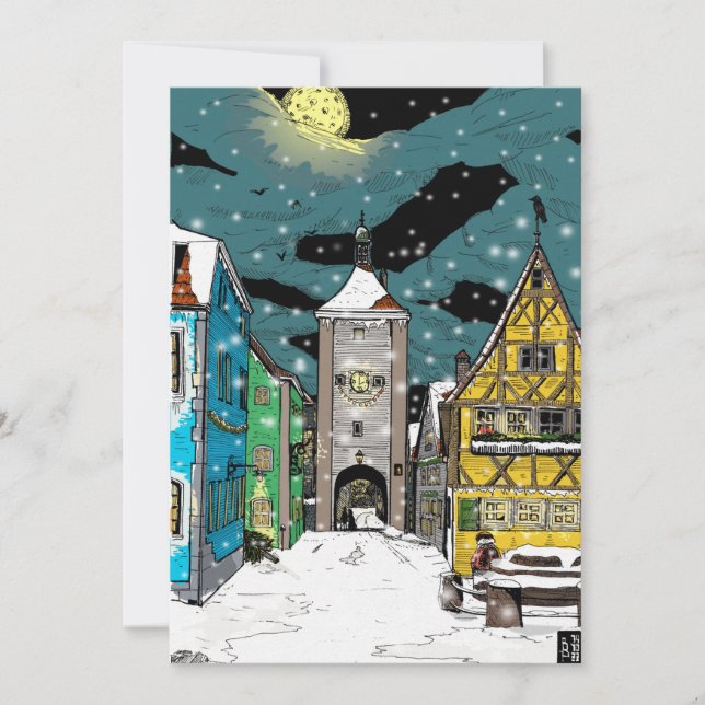 Cartão De Festividades Rothenburg ob der Tauber Alemanha no Natal (Frente)