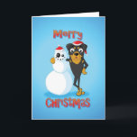 Cartão De Festividades rottweiler - boneco de neve - Feliz Natal<br><div class="desc">rottweiler que está com um boneco de neve</div>