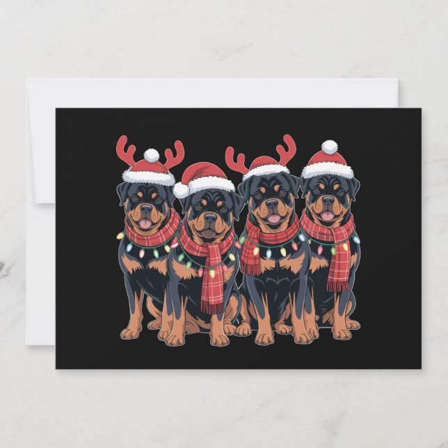 Cartão De Festividades Rottweiler Cachorro Natal Pai Mãe (Frente)