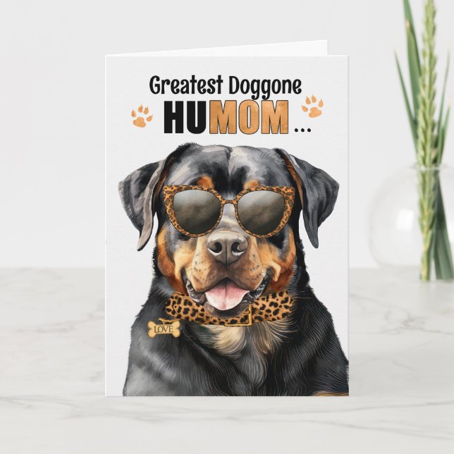 Cartão De Festividades Rottweiler Cão Maior Dia de as mães HuMOM (Frente)