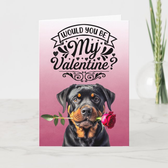 Cartão De Festividades Rottweiler com Dia de os namorados Personalizado r (Frente)