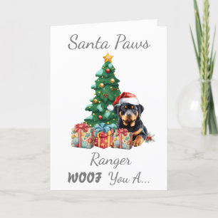 Cartão De Festividades Rottweiler de Cães de Natal Personalizável