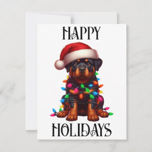 Cartão De Festividades Rottweiler de Natal Fofo