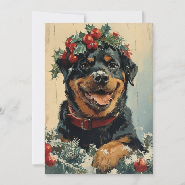 Cartão De Festividades Rottweiler Natal (Frente)
