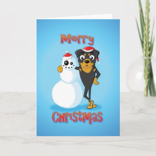 Cartão De Festividades rottweiler - snowman - merry christmas
