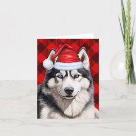 Cartão De Festividades Rouco Natal Cão Vermelho Xadrez Buffalo Natal