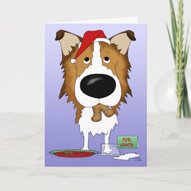 Cartão De Festividades Rough Collie Christmas (Frente)