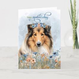 Cartão De Festividades Rough Collie Dog Wildflowers Mother's Day